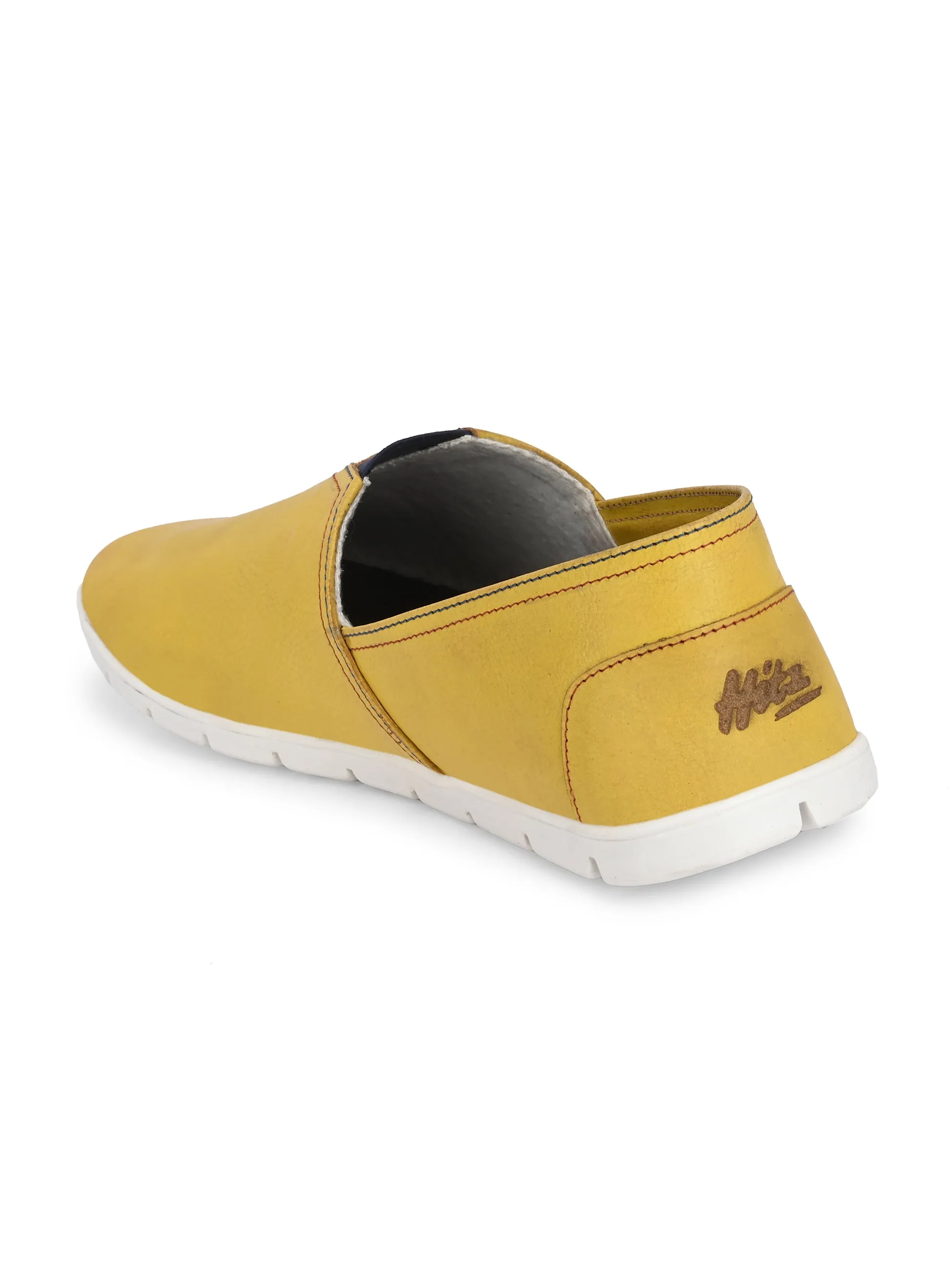 Hitz Herren Gelbe Lederschlupfschuhe für Freizeit
