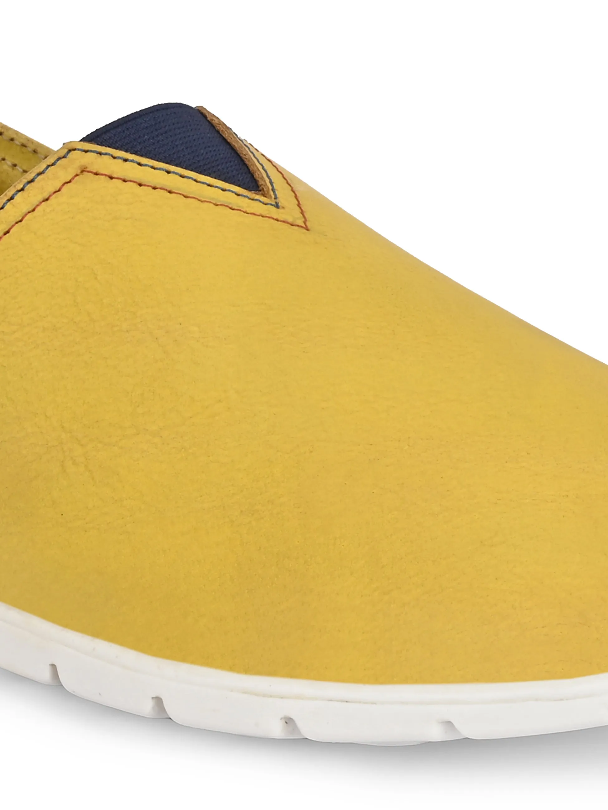 Hitz Herren Gelbe Lederschlupfschuhe für Freizeit