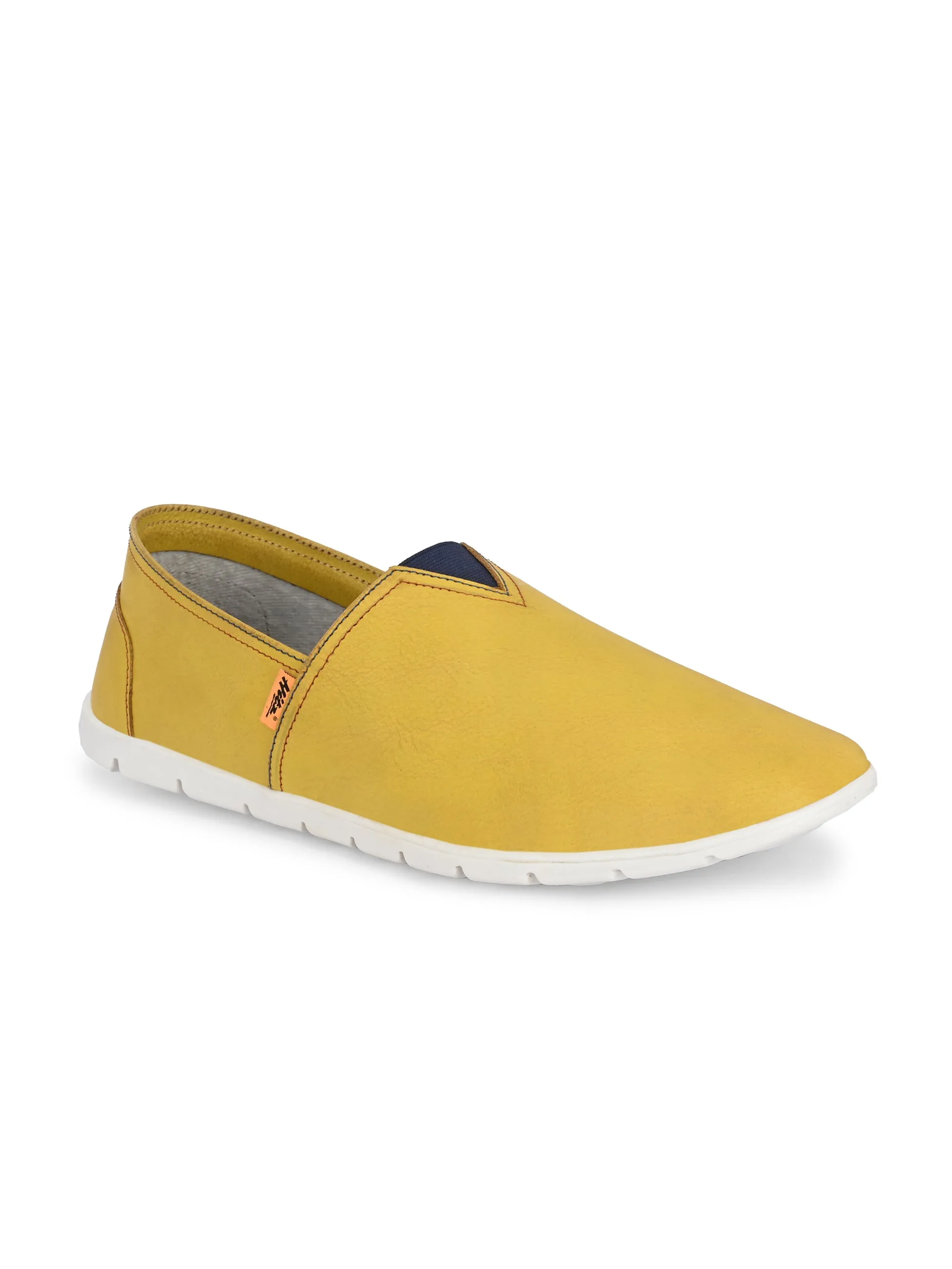 Hitz Herren Gelbe Lederschlupfschuhe für Freizeit