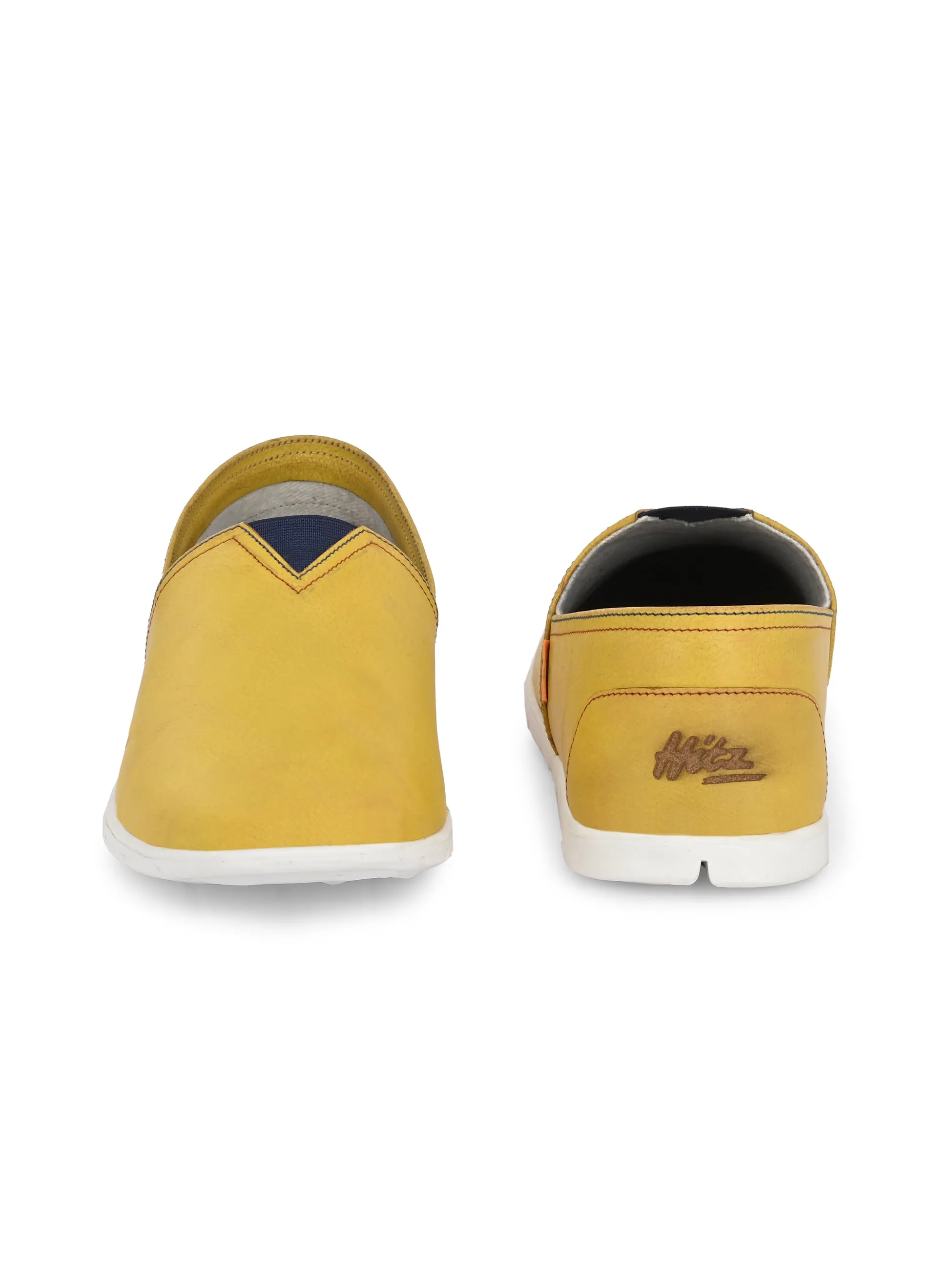 Hitz Herren Gelbe Lederschlupfschuhe für Freizeit