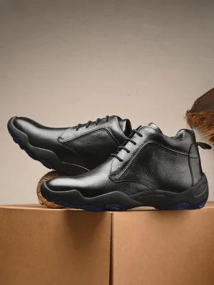 HITZG_51 - Herrenstiefel aus schwarzem Leder für den Casual-Look
