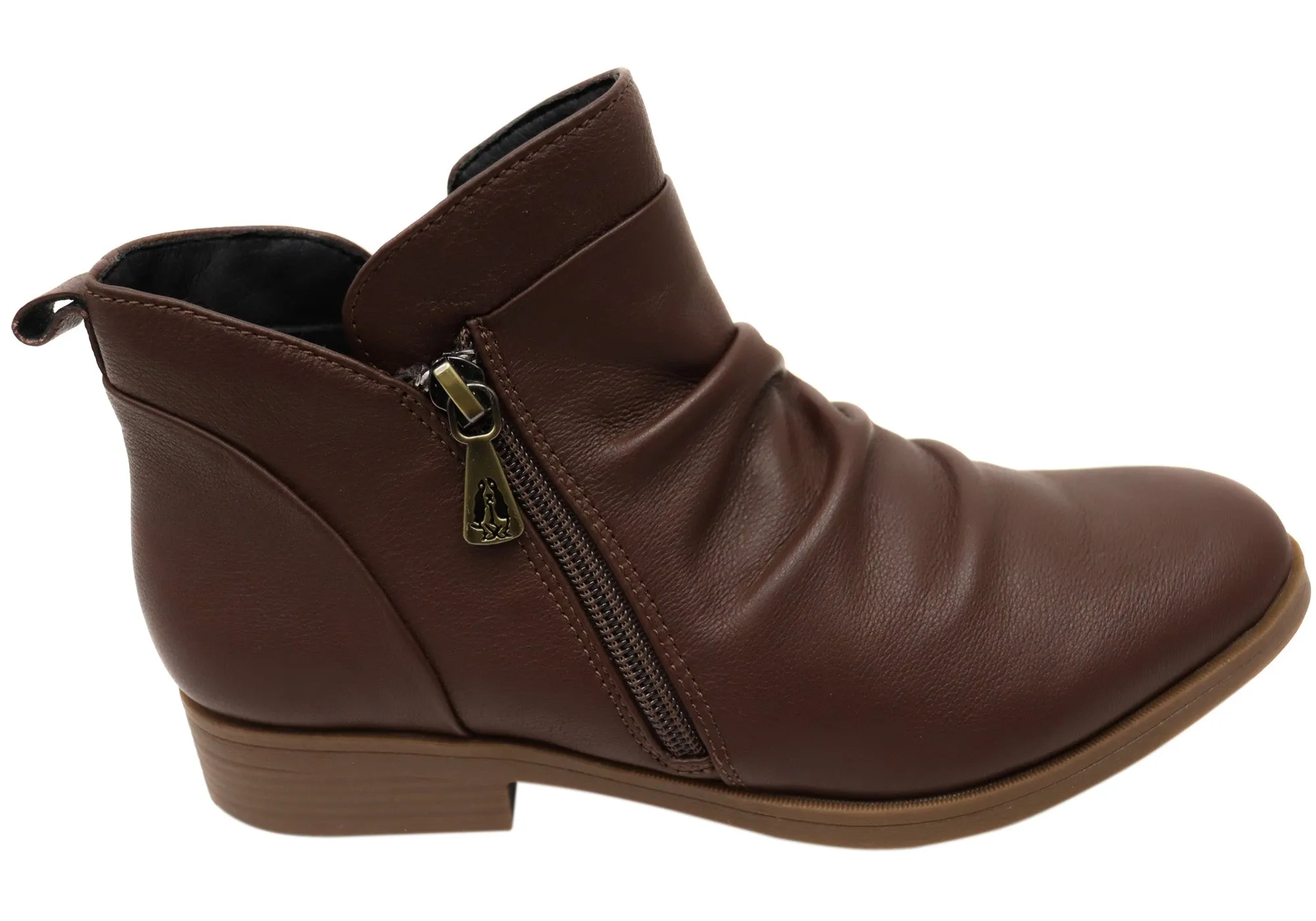 Hush Puppies Chalet Damen Bequeme Schokoladenbraune Leder Knöchelstiefel Hush Puppies Schuhe