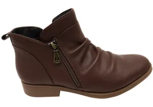 Hush Puppies Chalet Damen Bequeme Schokoladenbraune Leder Knöchelstiefel Hush Puppies Schuhe