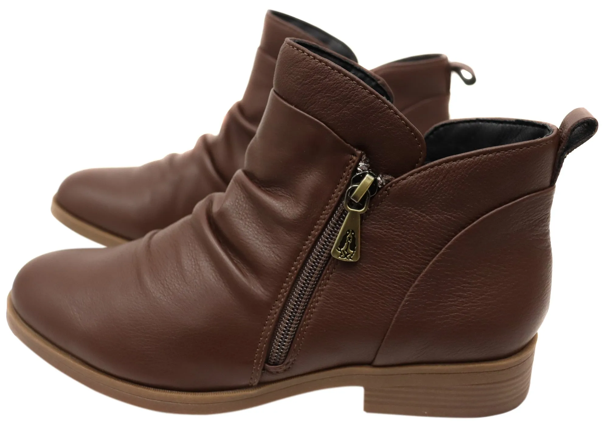 Hush Puppies Chalet Damen Bequeme Schokoladenbraune Leder Knöchelstiefel Hush Puppies Schuhe