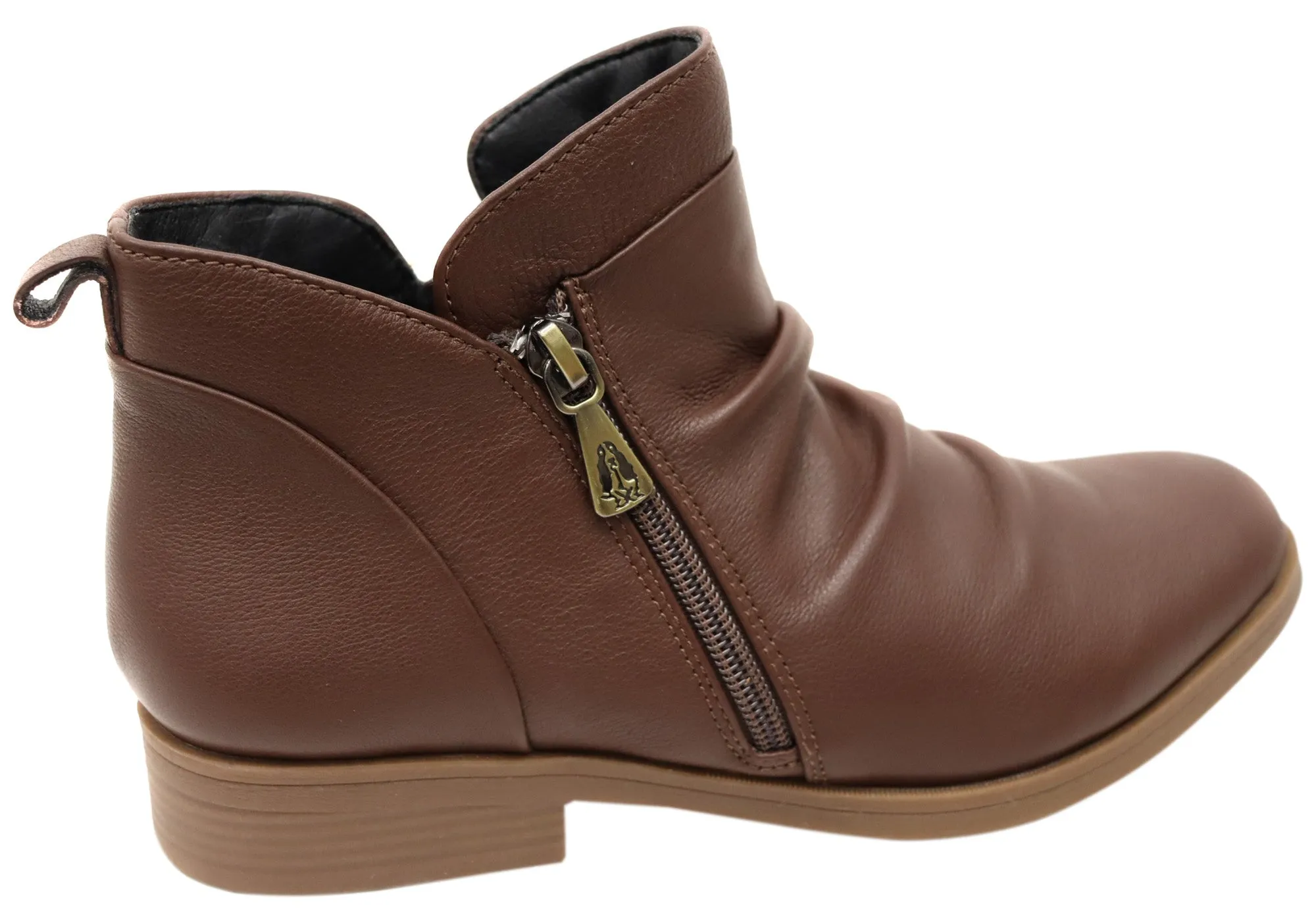 Hush Puppies Chalet Damen Bequeme Schokoladenbraune Leder Knöchelstiefel Hush Puppies Schuhe