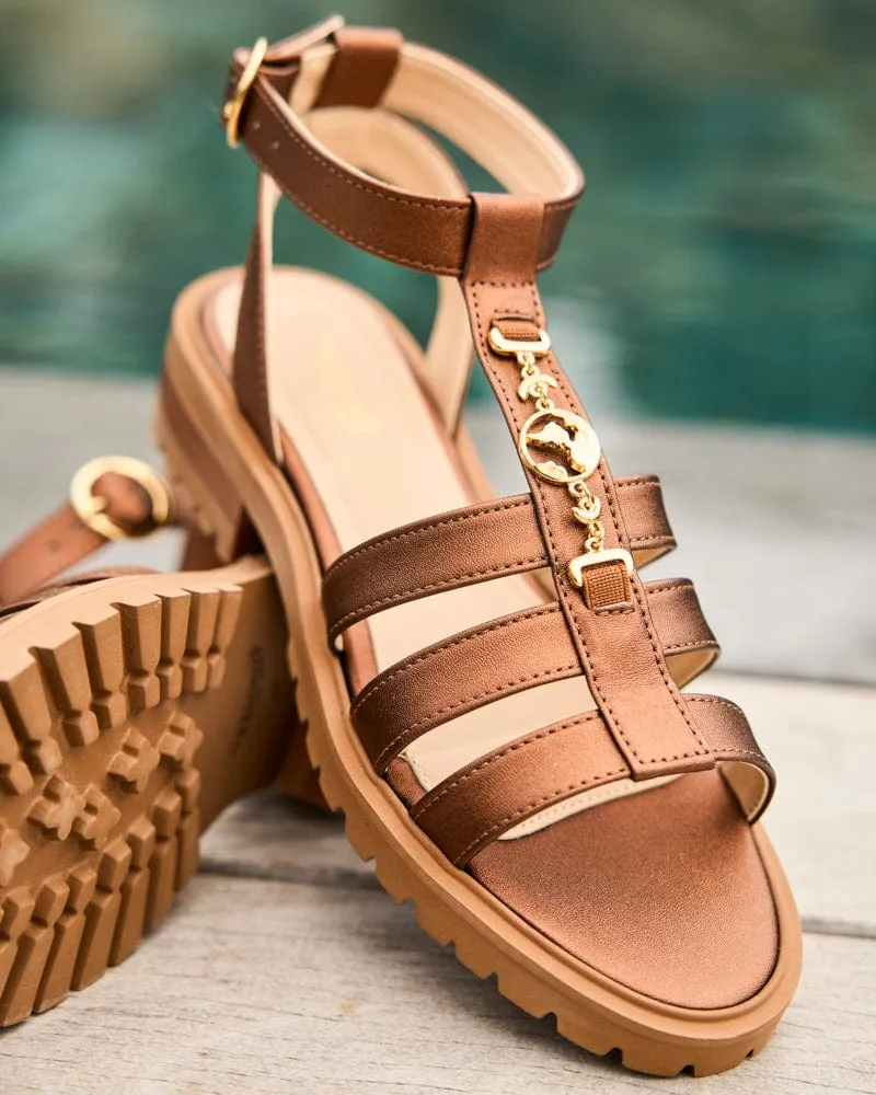 Hyazinth Sandalen aus recyceltem veganem Leder | Bronze