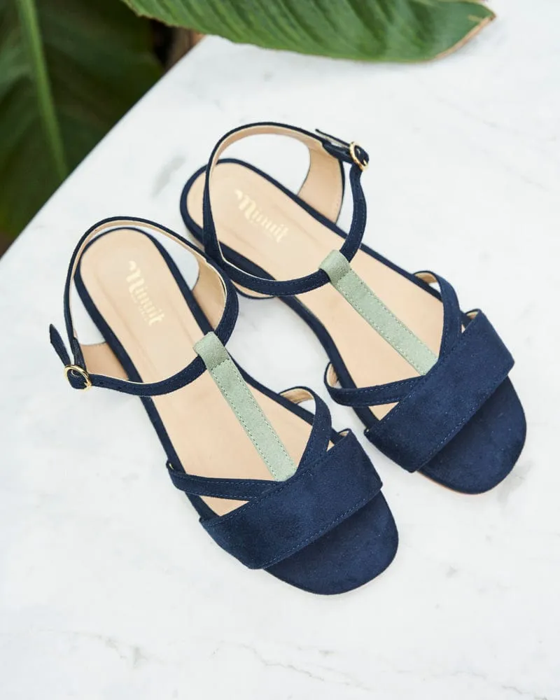 Iris Vegan Wildleder Riemchensandalen | Mitternachtsblau