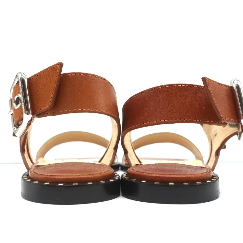 Jimmy Choo Astrid Riemchensandalen in Tan/Silber Leder Größe 37 Rückschrittflache Neu