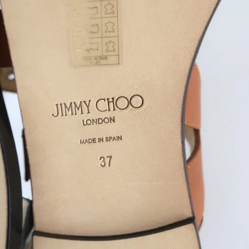 Jimmy Choo Astrid Riemchensandalen in Tan/Silber Leder Größe 37 Rückschrittflache Neu