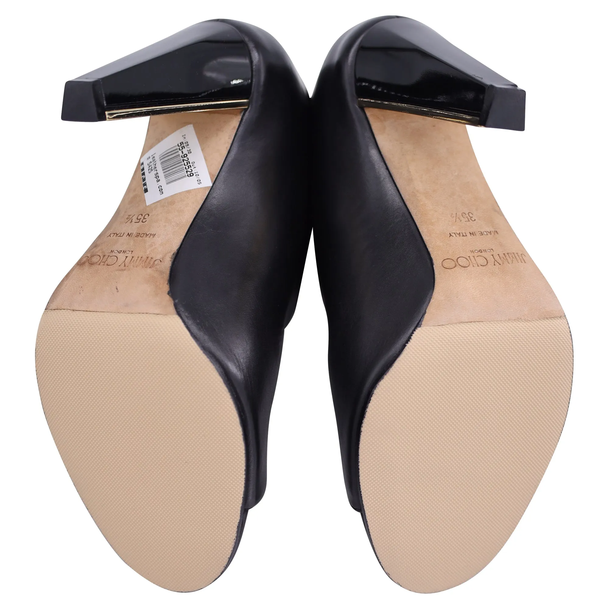 Jimmy Choo Gürtel-Detail Offene Zehen Stiefeletten in Schwarz Leder Schuhe_Jimmy-Choo
