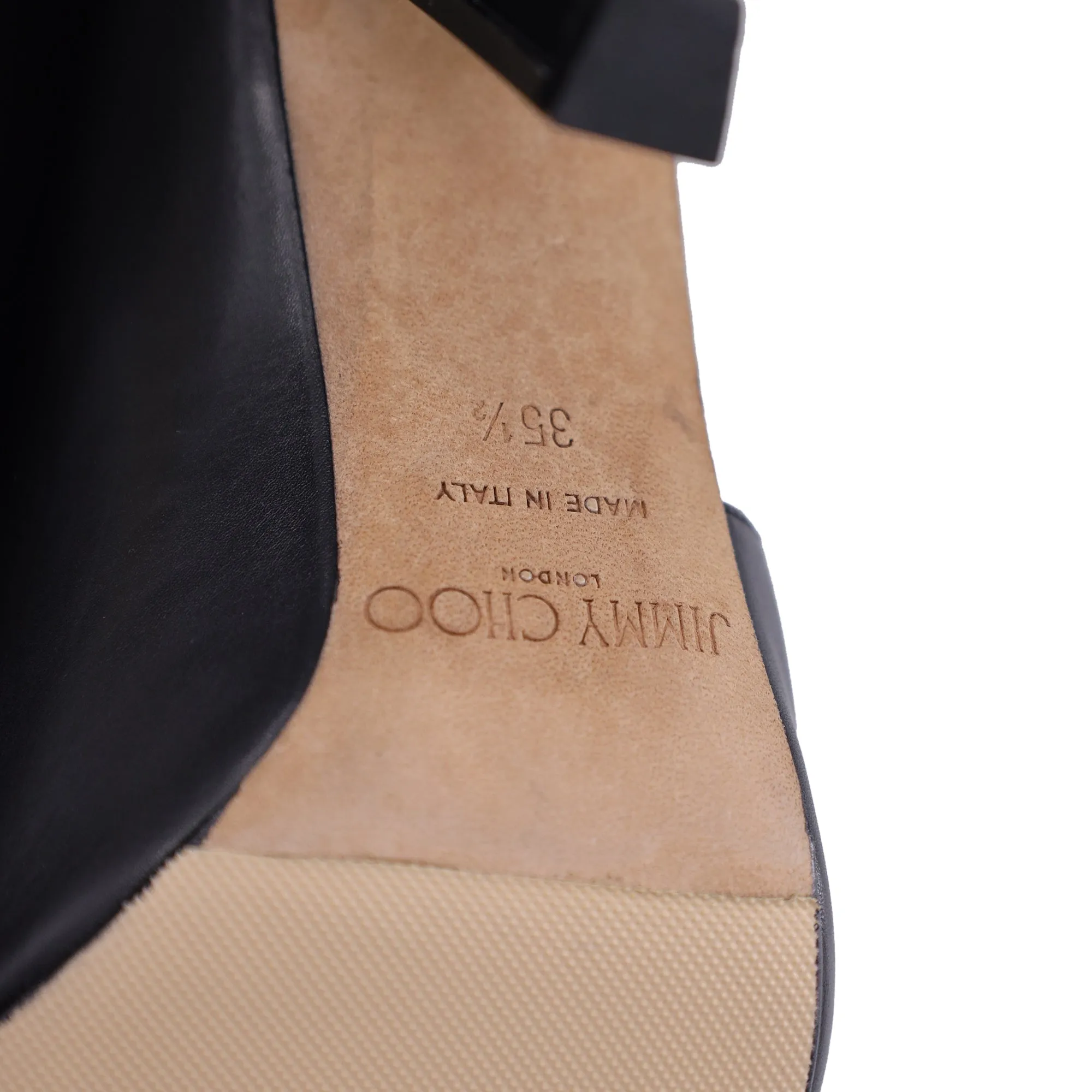 Jimmy Choo Gürtel-Detail Offene Zehen Stiefeletten in Schwarz Leder Schuhe_Jimmy-Choo
