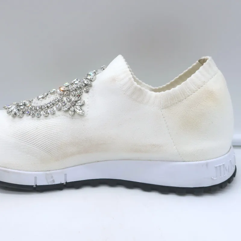 Jimmy Choo Verona Strick-Sneaker mit Kristallverzierungen in Weiß Größe 39