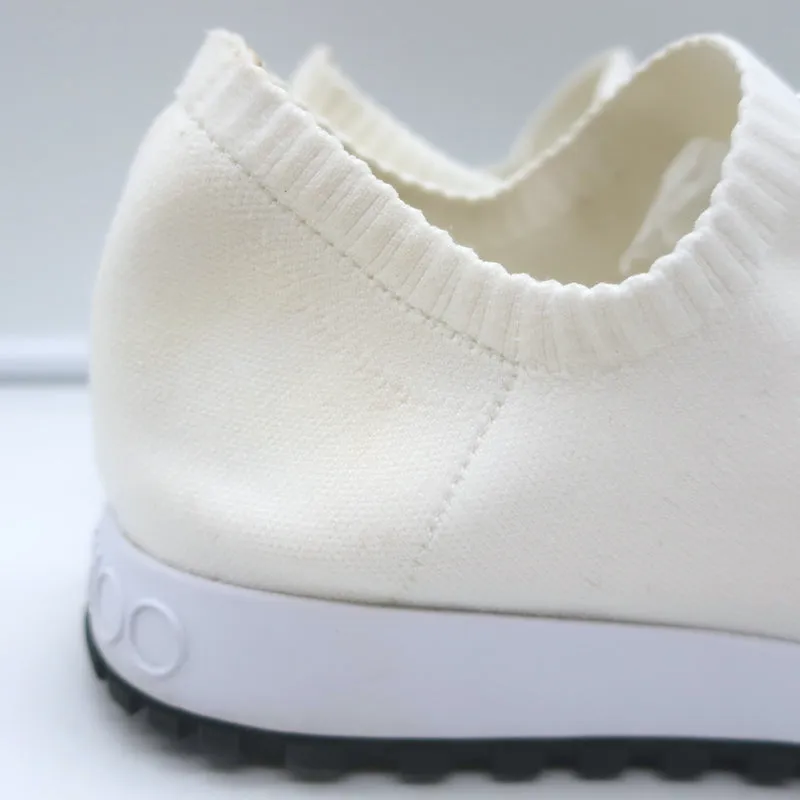 Jimmy Choo Verona Strick-Sneaker mit Kristallverzierungen in Weiß Größe 39