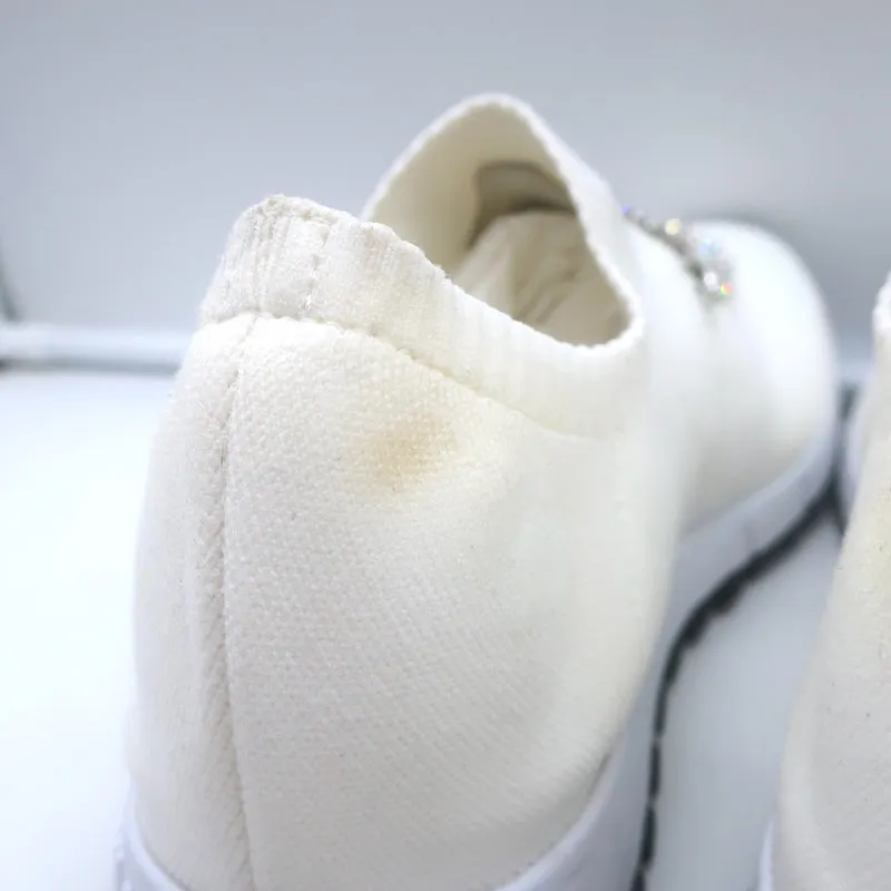 Jimmy Choo Verona Strick-Sneaker mit Kristallverzierungen in Weiß Größe 39