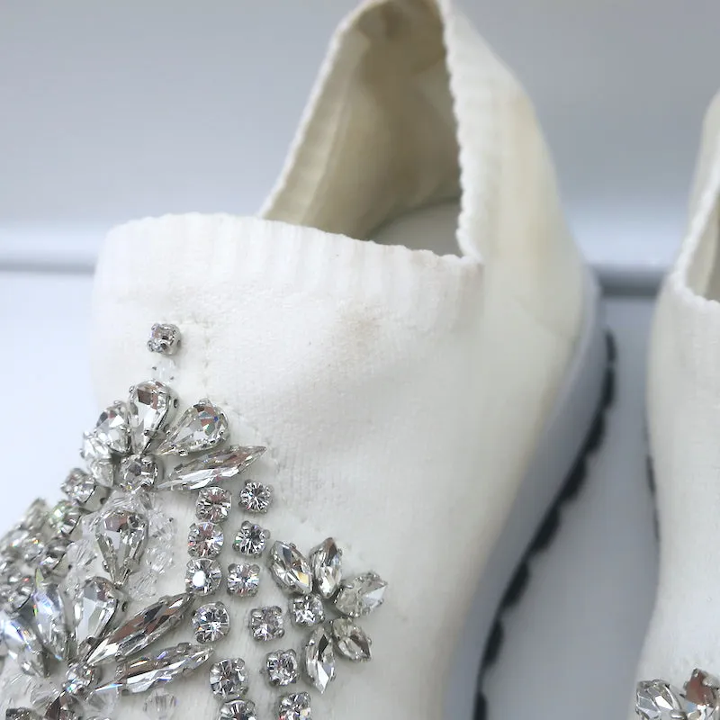 Jimmy Choo Verona Strick-Sneaker mit Kristallverzierungen in Weiß Größe 39
