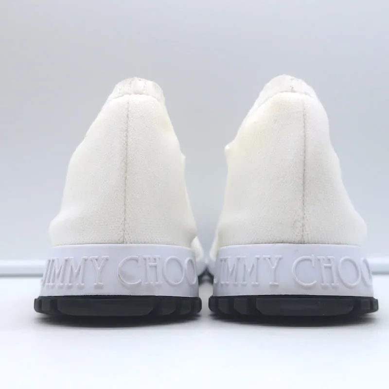 Jimmy Choo Verona Strick-Sneaker mit Kristallverzierungen in Weiß Größe 39