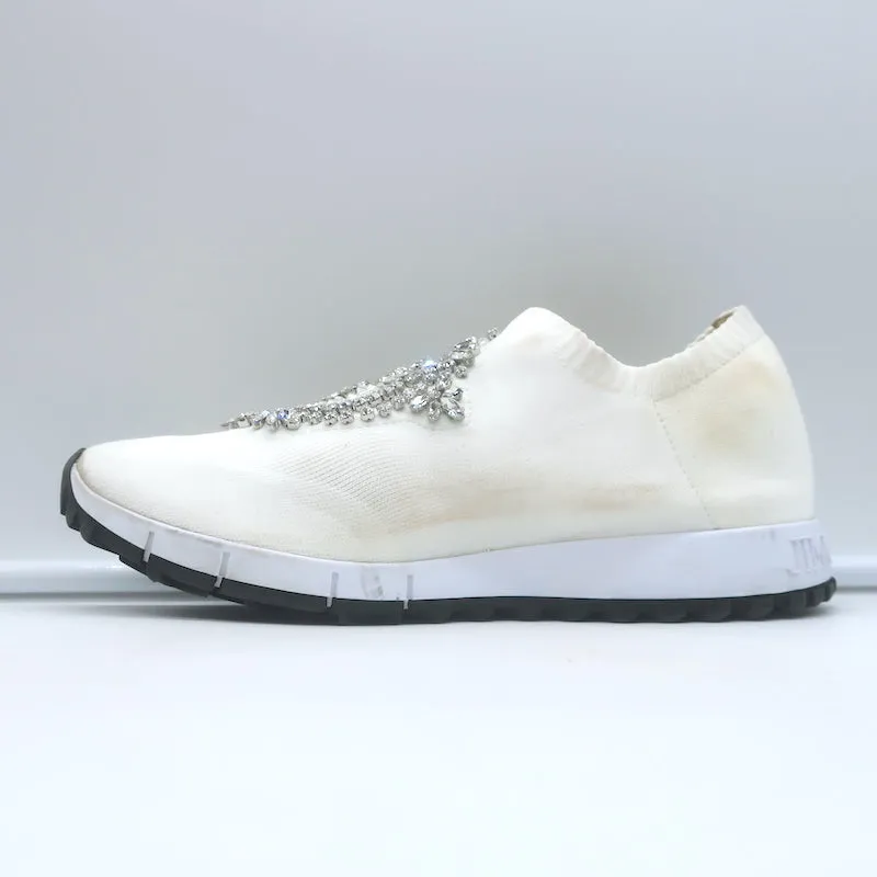 Jimmy Choo Verona Strick-Sneaker mit Kristallverzierungen in Weiß Größe 39