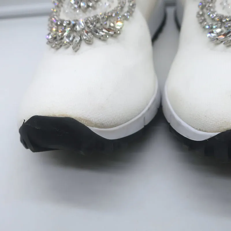 Jimmy Choo Verona Strick-Sneaker mit Kristallverzierungen in Weiß Größe 39