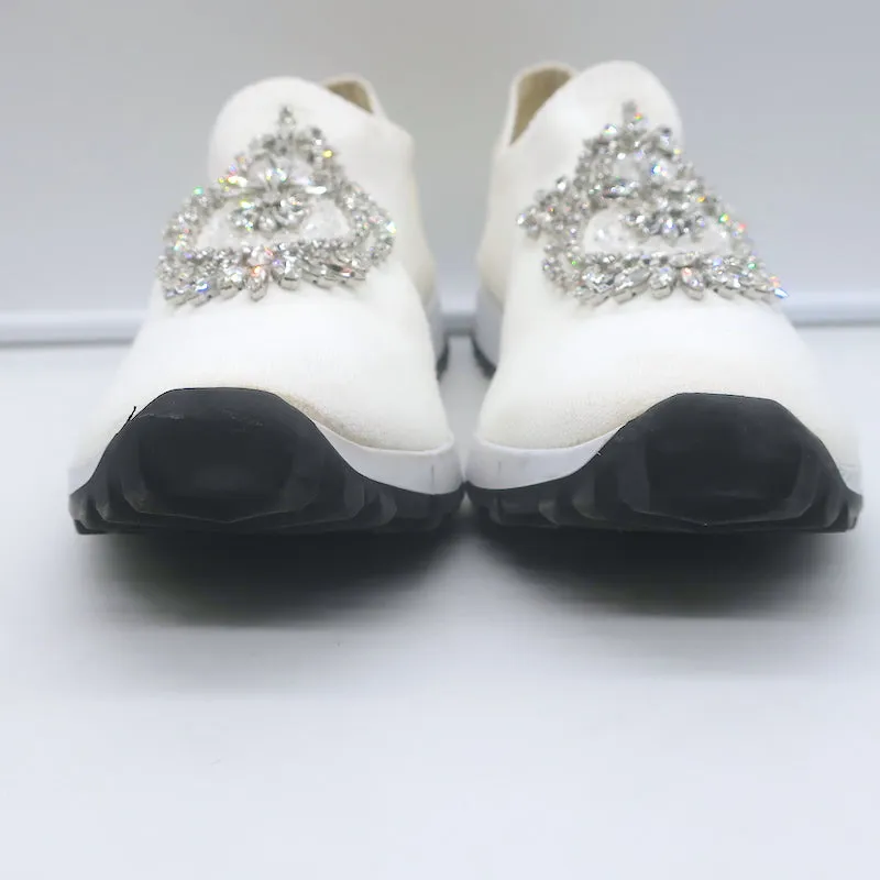 Jimmy Choo Verona Strick-Sneaker mit Kristallverzierungen in Weiß Größe 39