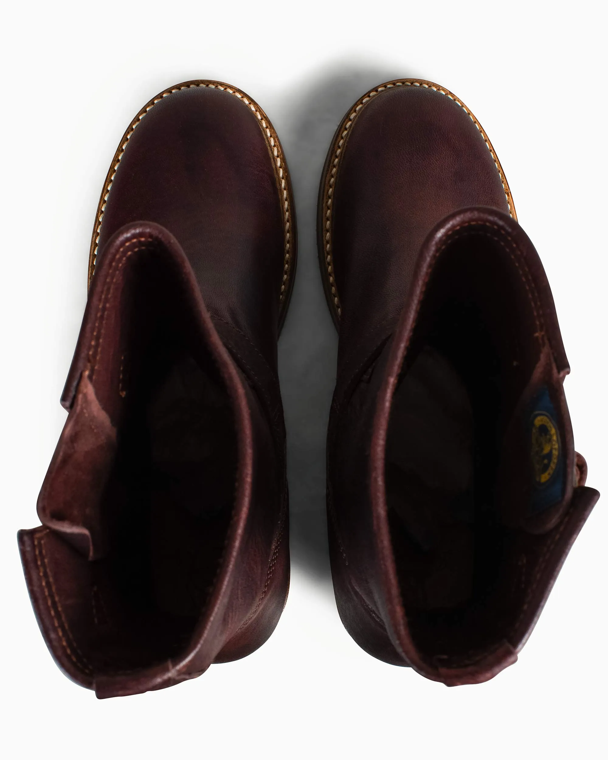 John Lofgren Bootmaker Wabash Engineer Stiefel Ezo Shika Hirschleder Gebranntes Bordeaux