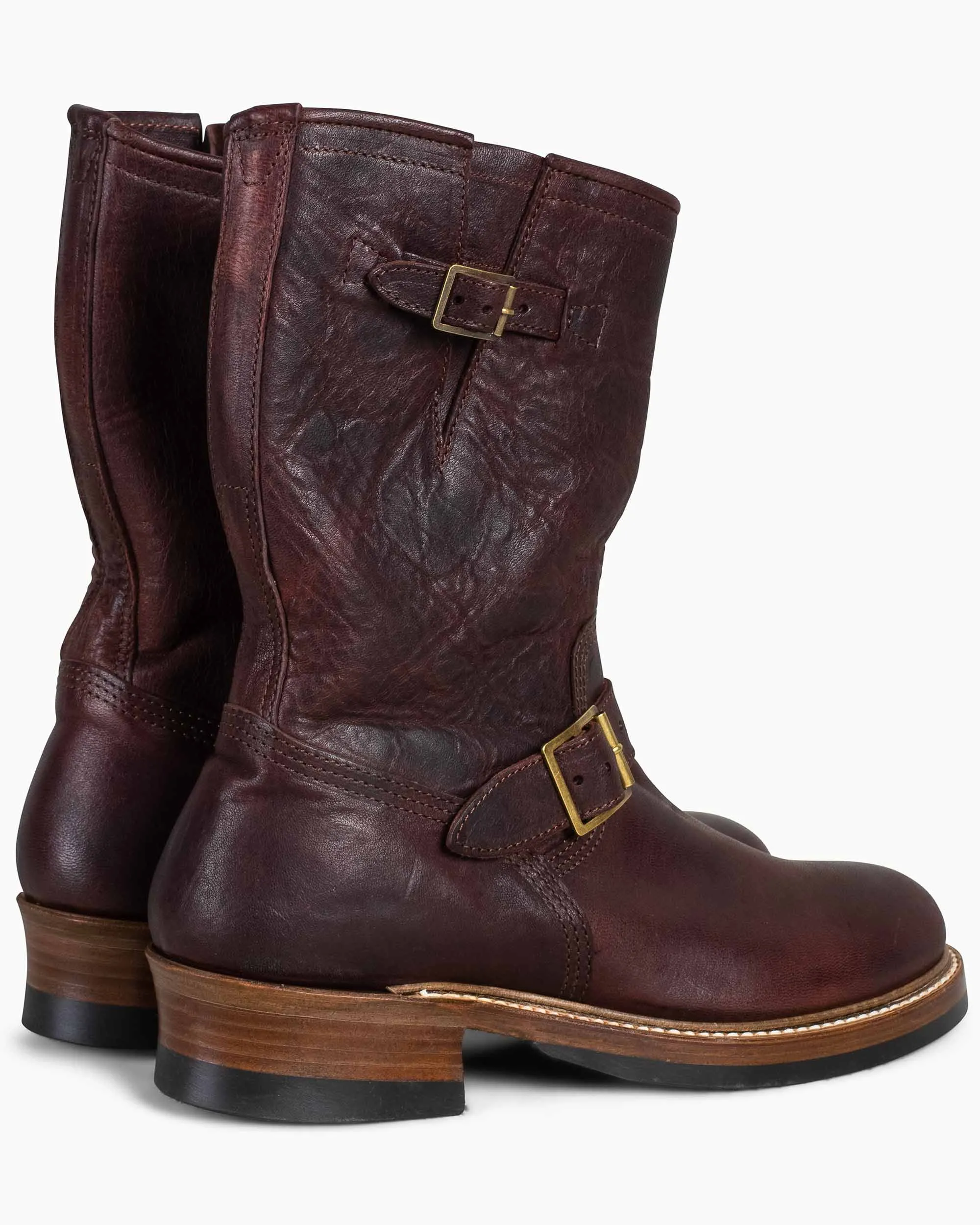 John Lofgren Bootmaker Wabash Engineer Stiefel Ezo Shika Hirschleder Gebranntes Bordeaux