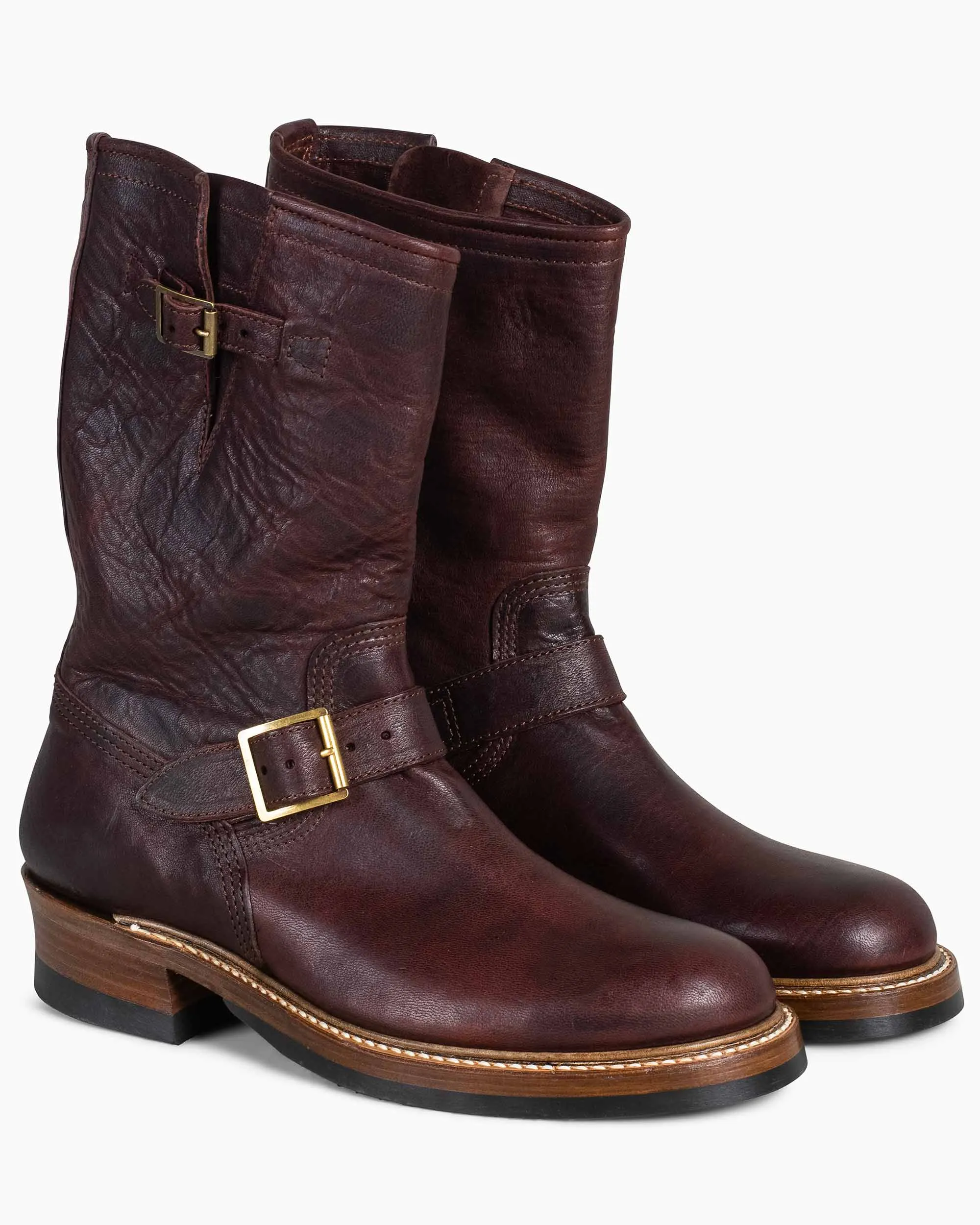 John Lofgren Bootmaker Wabash Engineer Stiefel Ezo Shika Hirschleder Gebranntes Bordeaux