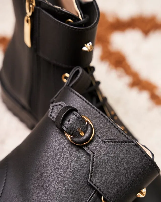Jupiter Schnürstiefel aus recyceltem Vegan-Leder | Schwarz