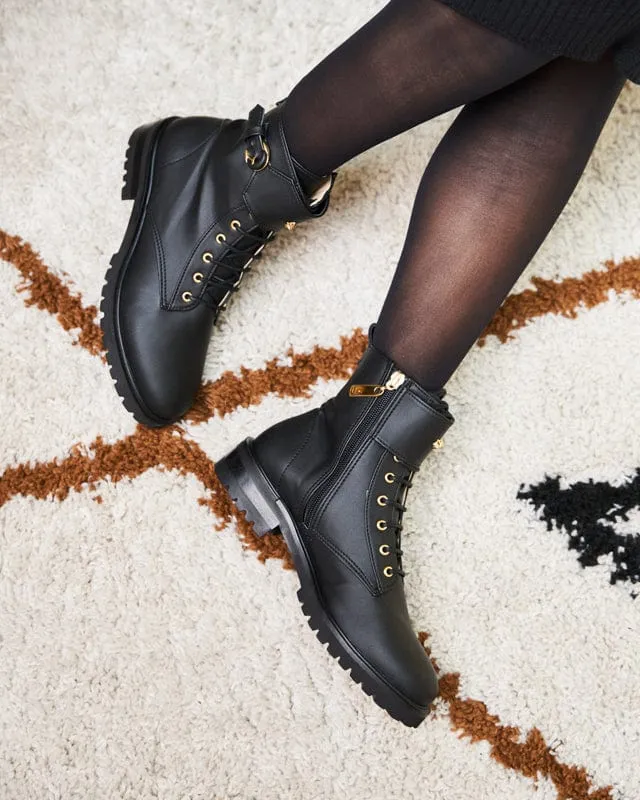 Jupiter Schnürstiefel aus recyceltem Vegan-Leder | Schwarz