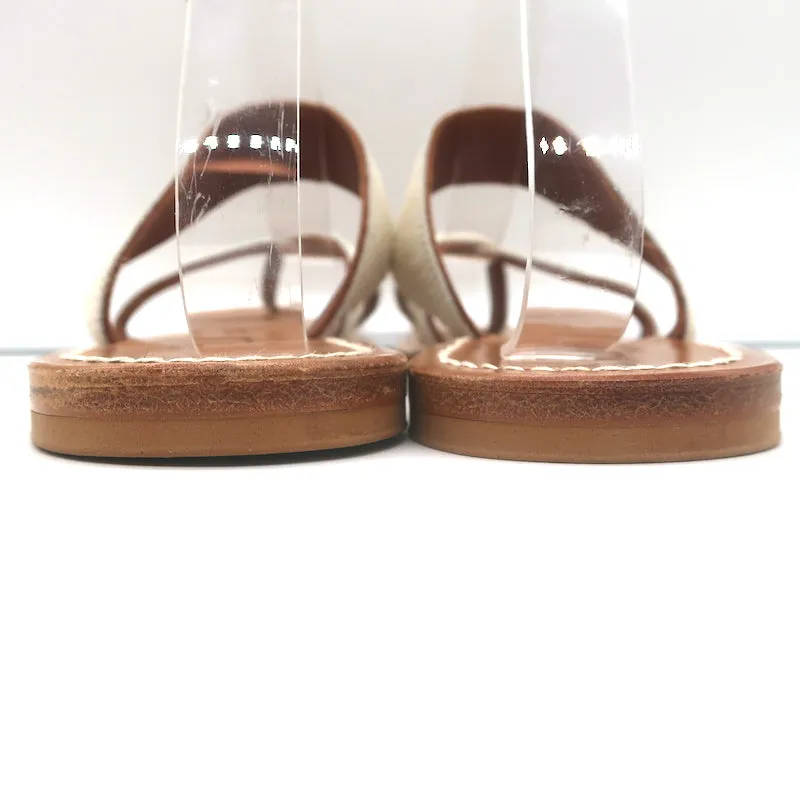 K. Jacques Tonkin Zehenring Sandalen Creme Ponyhaar Größe 40 Flache Slides
