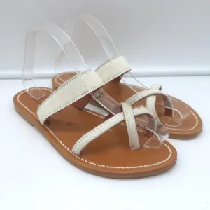K. Jacques Tonkin Zehenring Sandalen Creme Ponyhaar Größe 40 Flache Slides