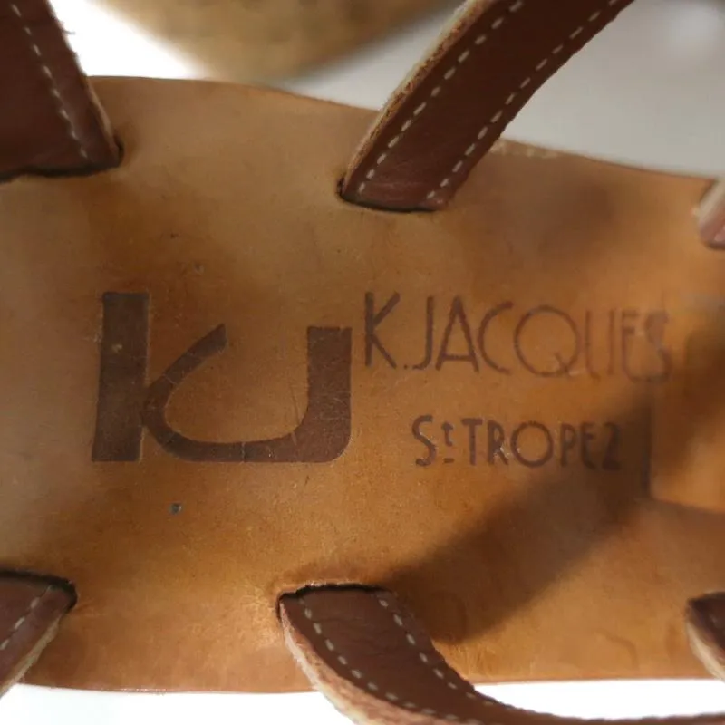 K.Jacques Gladiator Keilabsatz-Sandalen aus Bronze-metallic Wildleder Größe 37