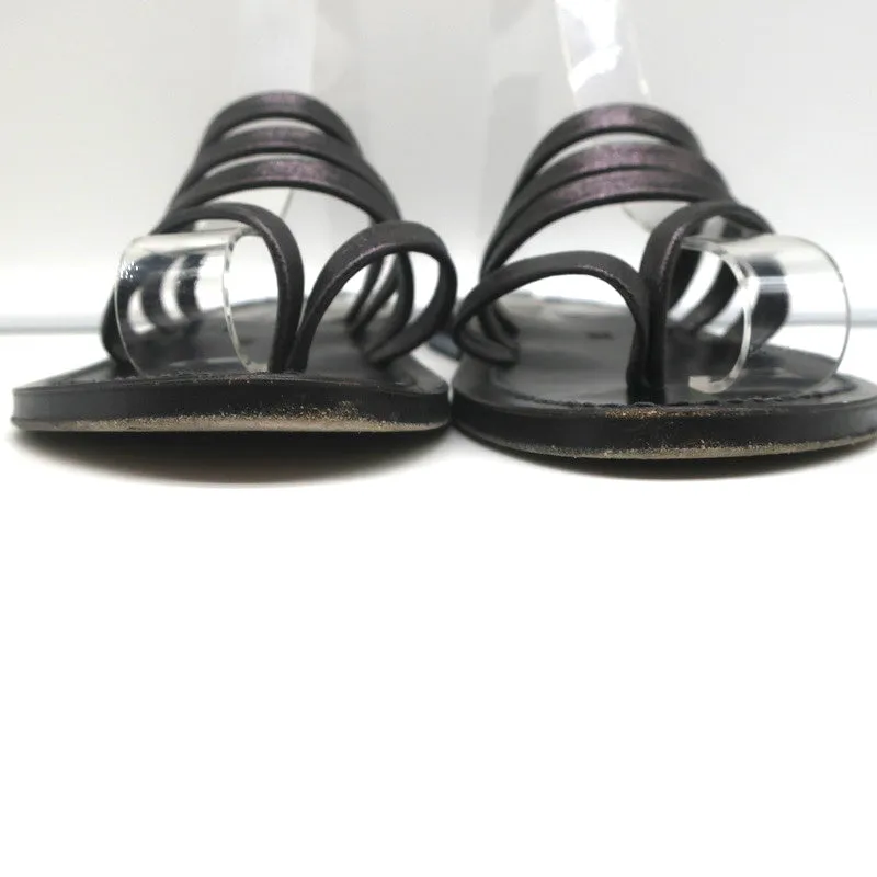 K.Jacques Sycomore Thong Sandalen in Blei Metallic Leder Größe 38