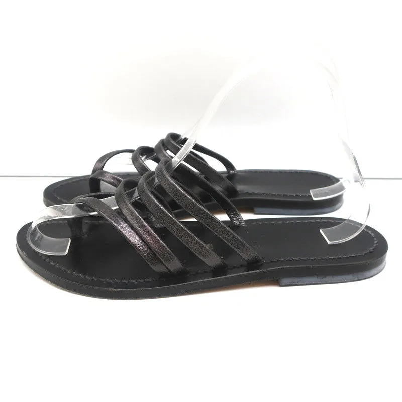 K.Jacques Sycomore Thong Sandalen in Blei Metallic Leder Größe 38