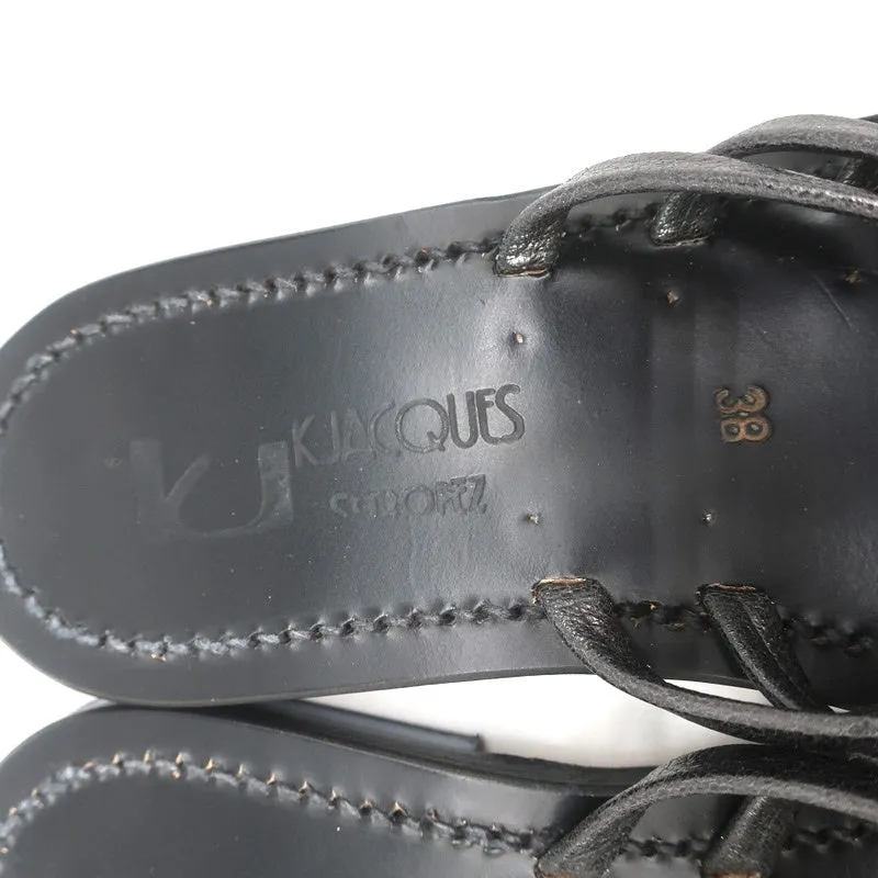 K.Jacques Sycomore Thong Sandalen in Blei Metallic Leder Größe 38