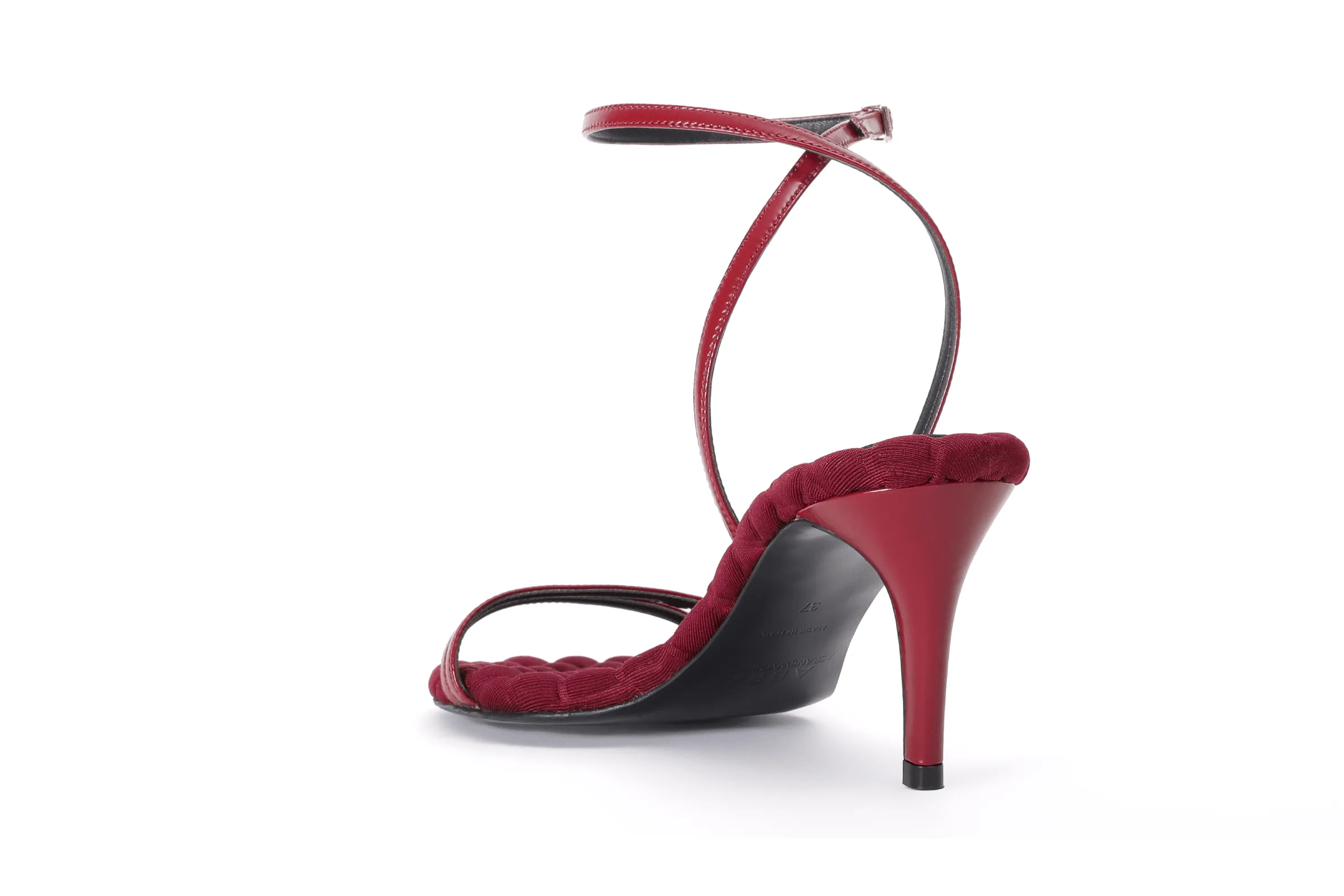 Laura Vegan Baumwoll High-Heel Slingback Sandalen | Preiselbeerrot