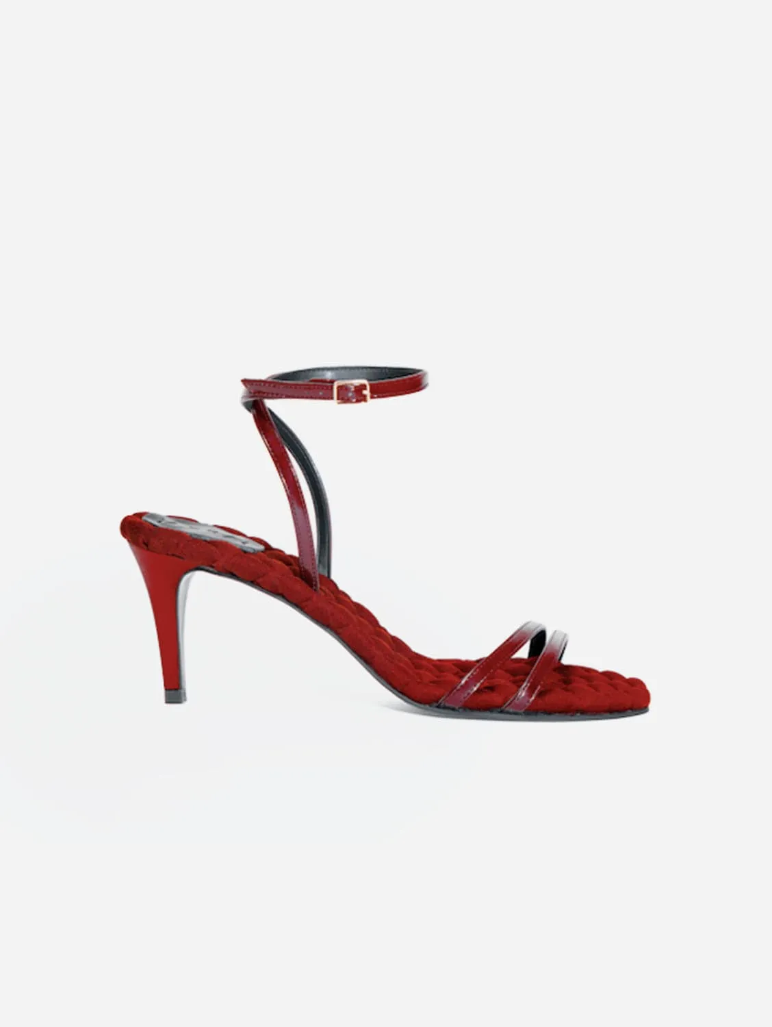 Laura Vegan Baumwoll High-Heel Slingback Sandalen | Preiselbeerrot