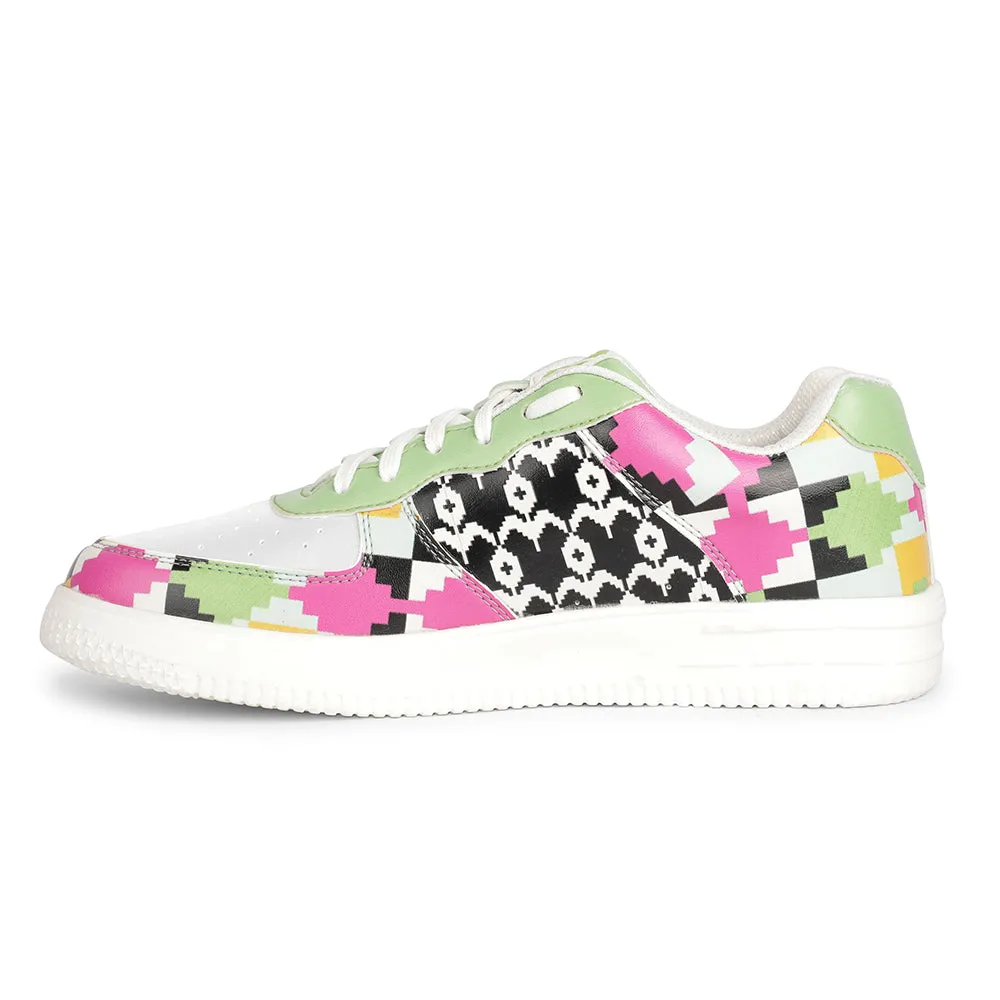 Leap7x Schnürung Weiße Himalaya Handwebdruck Freizeitsneaker Für Herren MJH-M02 Von Liberty