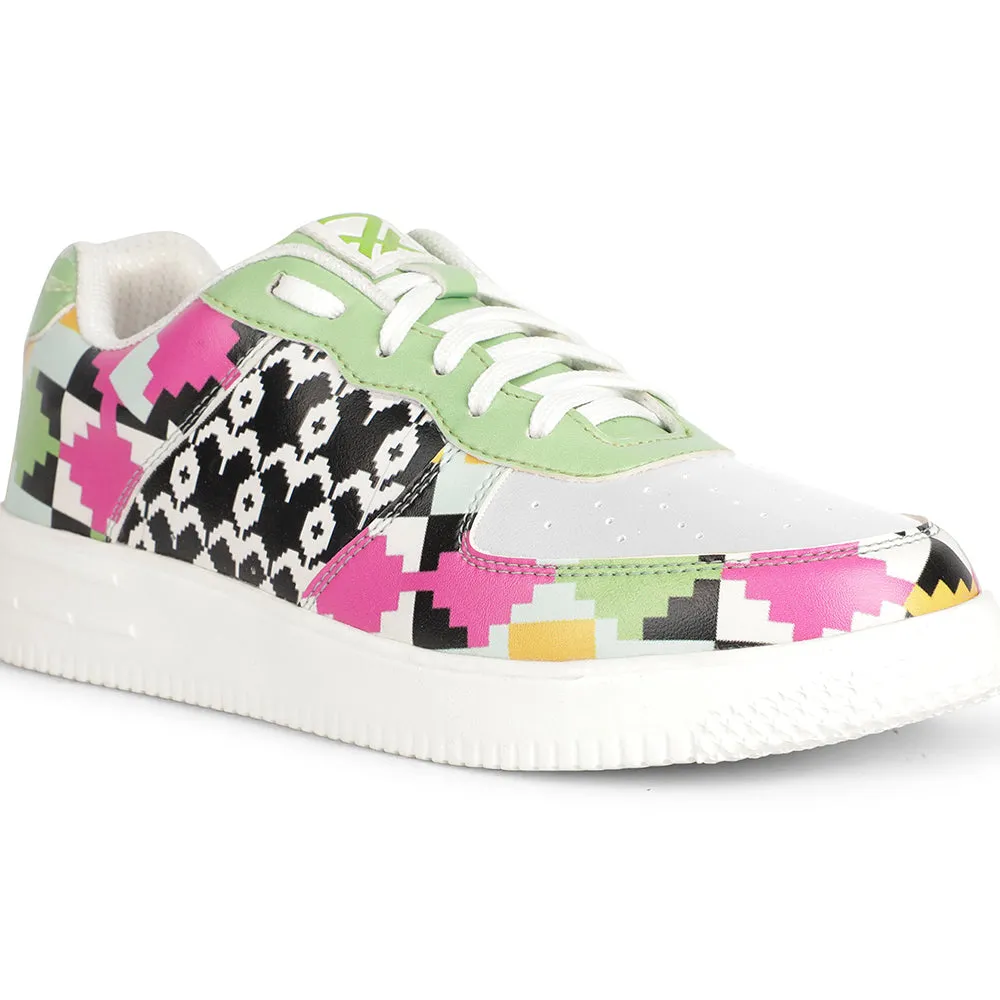 Leap7x Schnürung Weiße Himalaya Handwebdruck Freizeitsneaker Für Herren MJH-M02 Von Liberty