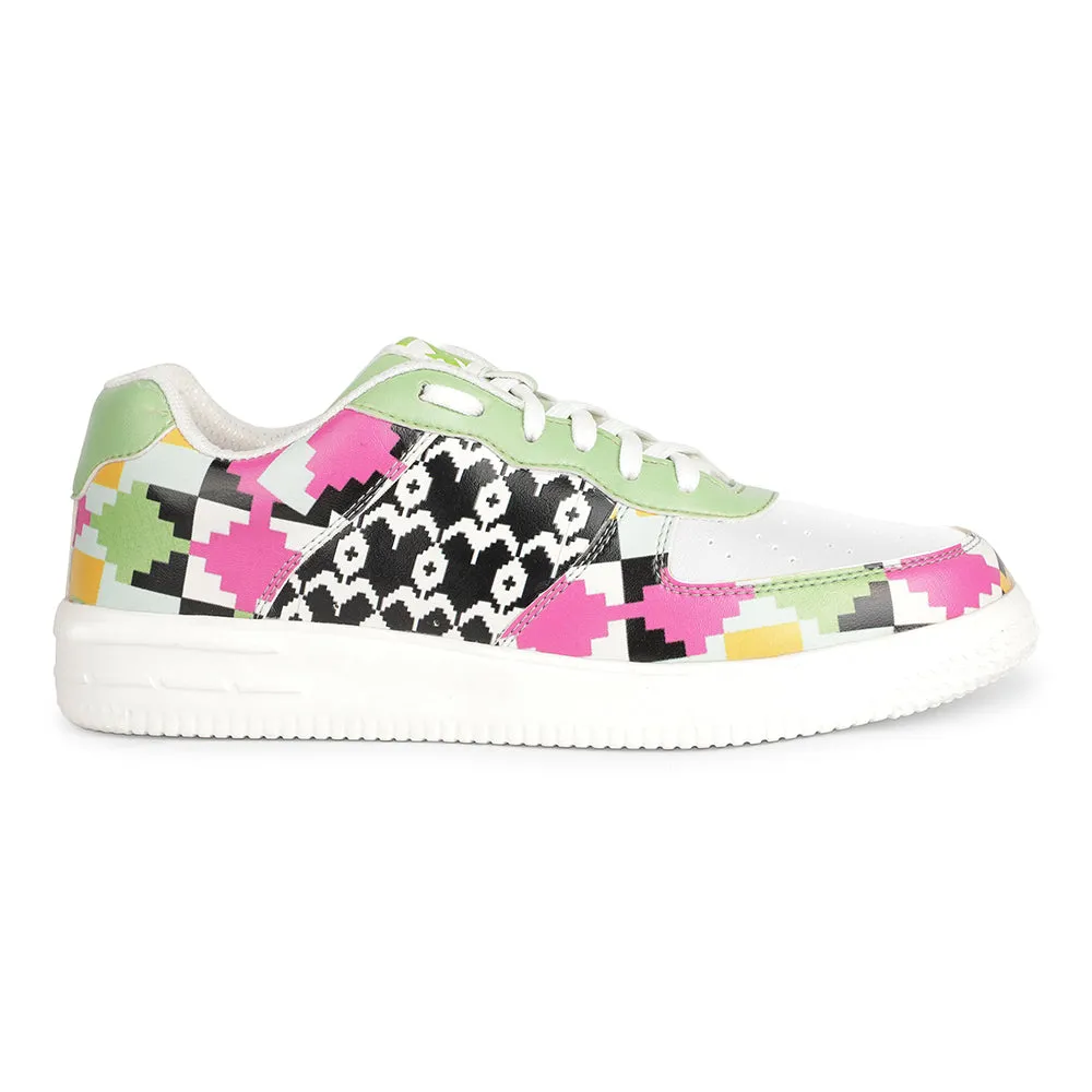 Leap7x Schnürung Weiße Himalaya Handwebdruck Freizeitsneaker Für Herren MJH-M02 Von Liberty