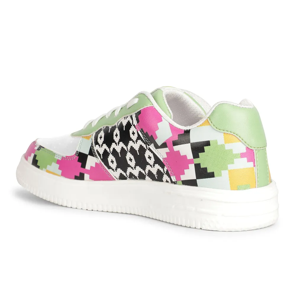 Leap7x Schnürung Weiße Himalaya Handwebdruck Freizeitsneaker Für Herren MJH-M02 Von Liberty