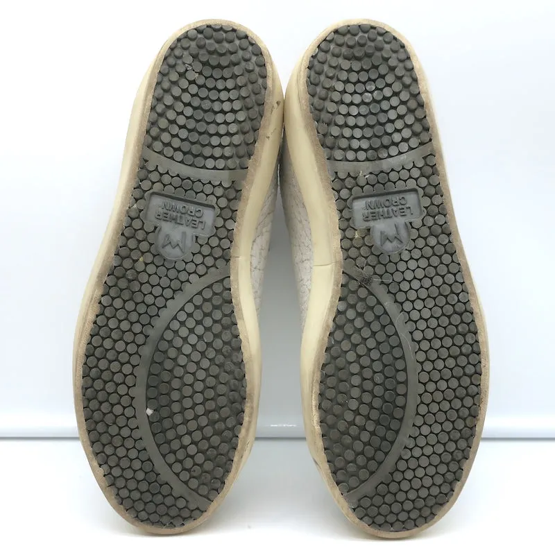 Leather Crown LC06 Low-Top-Sneakers Weiß Crackle & Roségold Metallic Größe 37