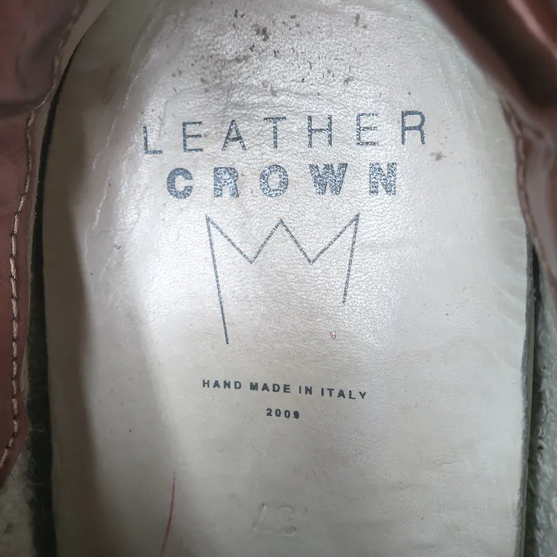 Leather Crown LC06 Low-Top-Sneakers Weiß Crackle & Roségold Metallic Größe 37