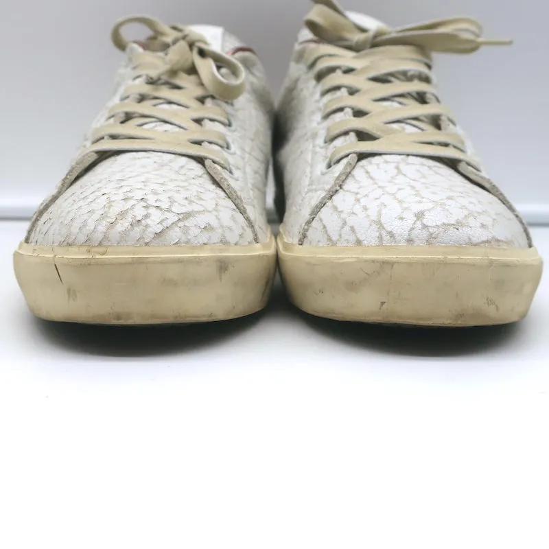 Leather Crown LC06 Low-Top-Sneakers Weiß Crackle & Roségold Metallic Größe 37