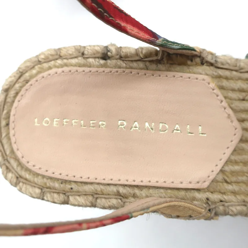 Loeffler Randall Charley Blumenmuster Knoten Espadrille Keil Sandalen Größe 10.5 NEU