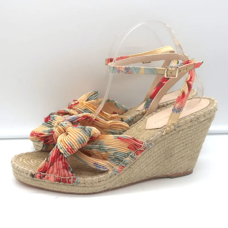Loeffler Randall Charley Blumenmuster Knoten Espadrille Keil Sandalen Größe 10.5 NEU