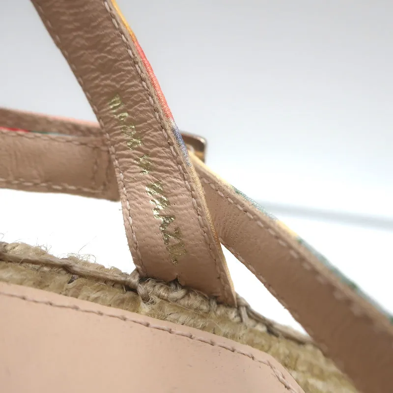 Loeffler Randall Charley Blumenmuster Knoten Espadrille Keil Sandalen Größe 10.5 NEU