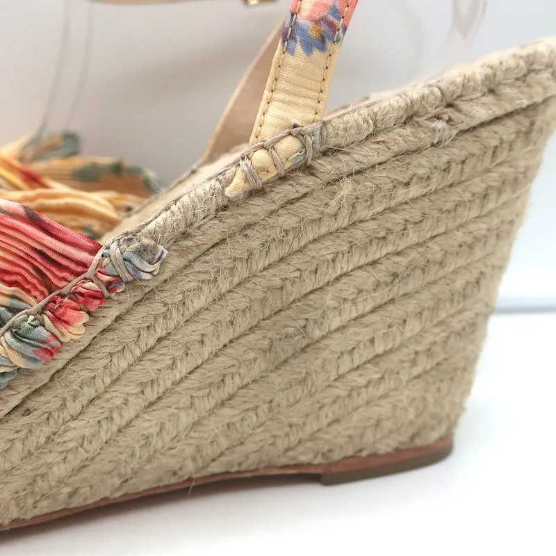 Loeffler Randall Charley Blumenmuster Knoten Espadrille Keil Sandalen Größe 10.5 NEU