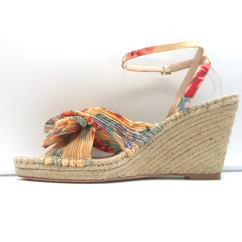 Loeffler Randall Charley Blumenmuster Knoten Espadrille Keil Sandalen Größe 10.5 NEU