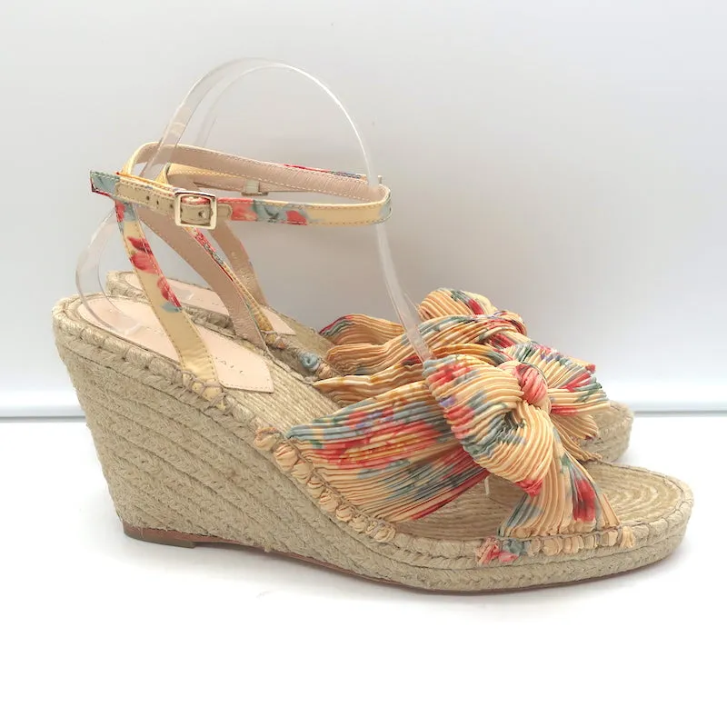 Loeffler Randall Charley Blumenmuster Knoten Espadrille Keil Sandalen Größe 10.5 NEU