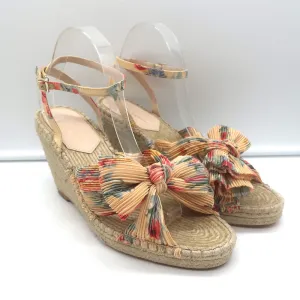 Loeffler Randall Charley Blumenmuster Knoten Espadrille Keil Sandalen Größe 10.5 NEU